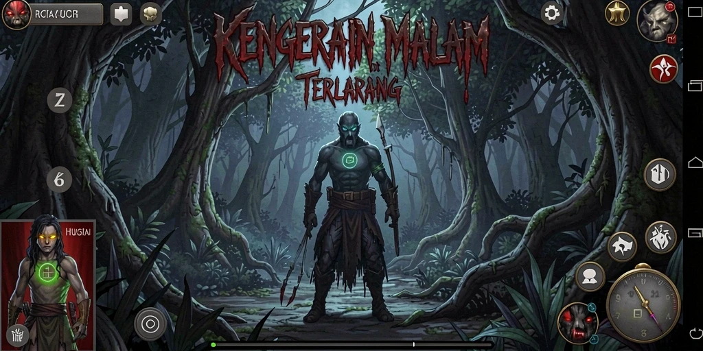 Tangkapan layar gameplay <strong>2757</strong> menampilkan suasana mencekam di hutan angker.
