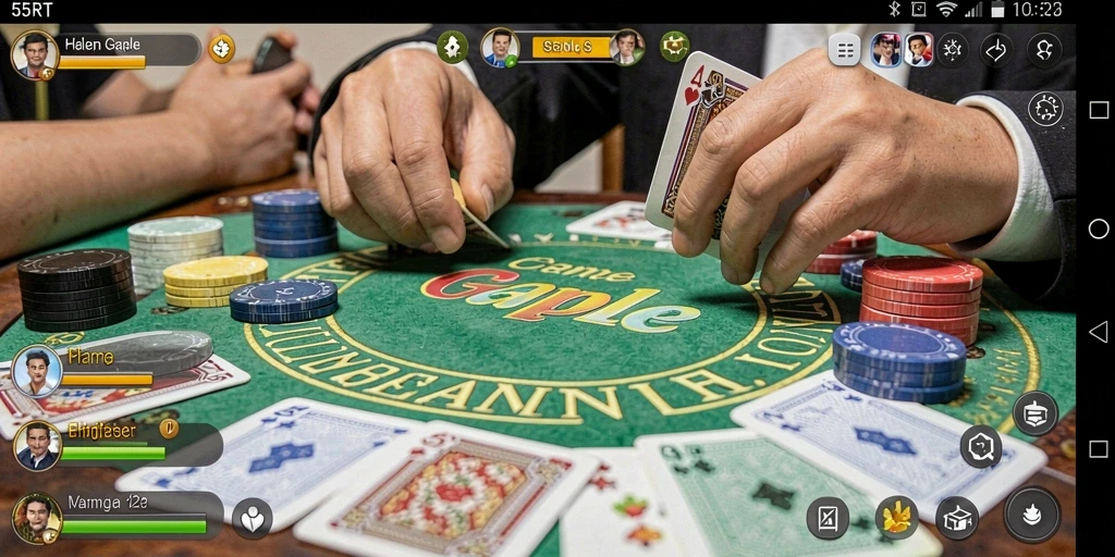 Screenshot gameplay 55RT menampilkan suasana seru bermain Gaple.