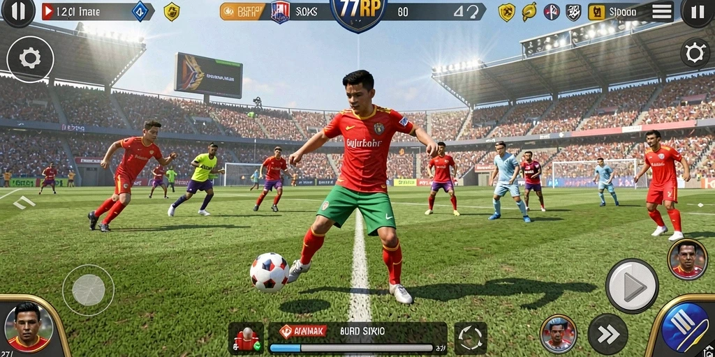Gameplay seru dalam aplikasi 77RP menunjukkan aksi olahraga yang menegangkan.