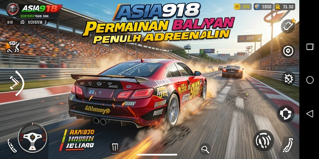 Tampilan utama gameplay ASIA918 dengan aksi balapan seru.