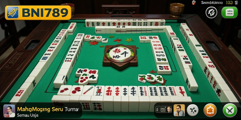 Tampilan gameplay seru di BNI789 dengan ubin mahjong yang berwarna-warni.