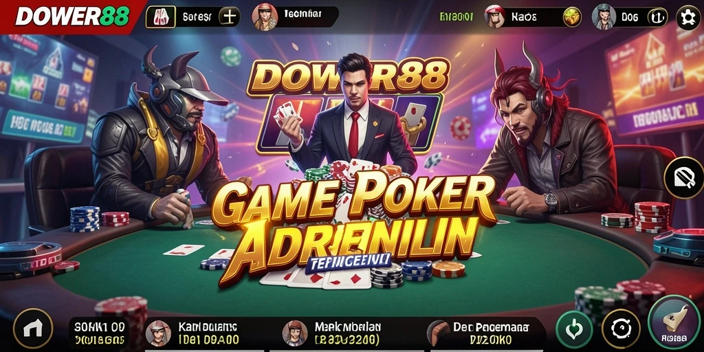 Tampilan gameplay DOWER88 menonjolkan intensitas permainan Poker.