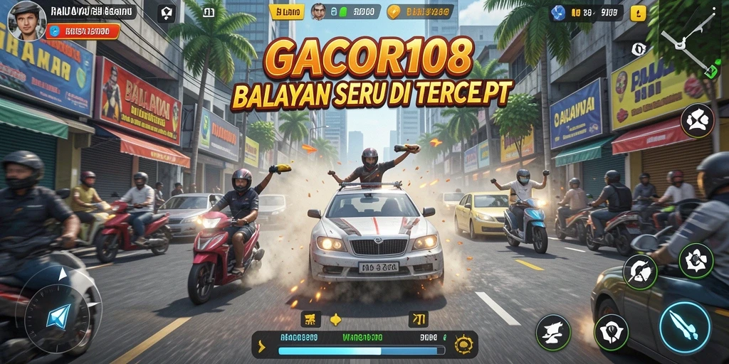 Tampilan gameplay Racing GACOR108 yang mendebarkan dan penuh aksi.