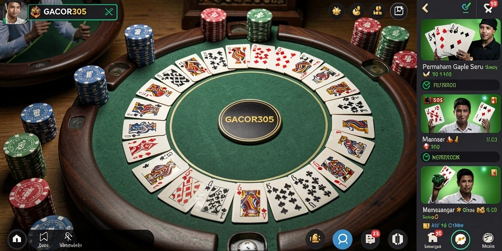 Tampilan gameplay GACOR305 dengan fitur Gaple yang menarik.