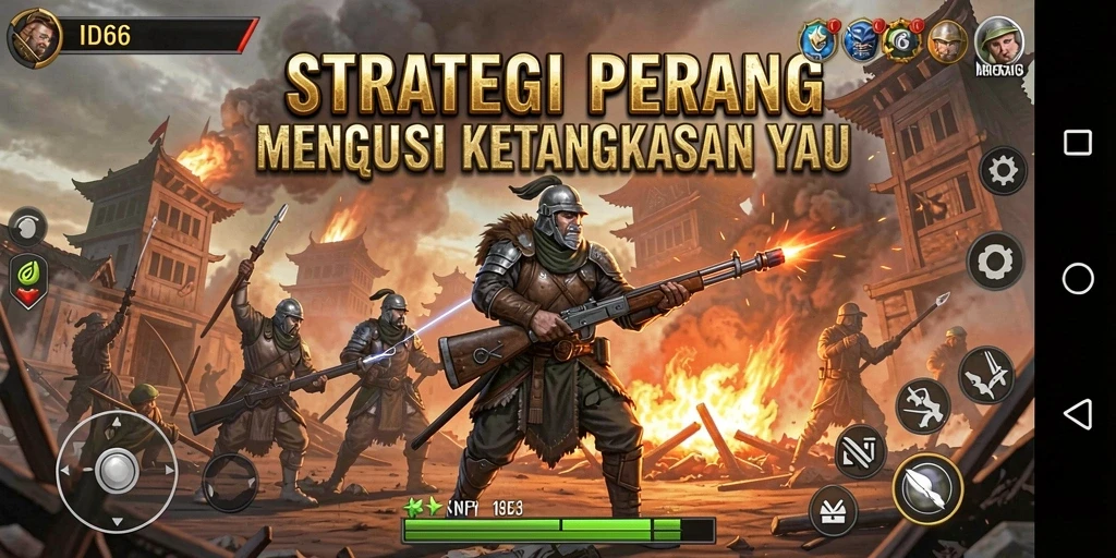Tampilan strategi dan pertempuran dalam gameplay ID66.