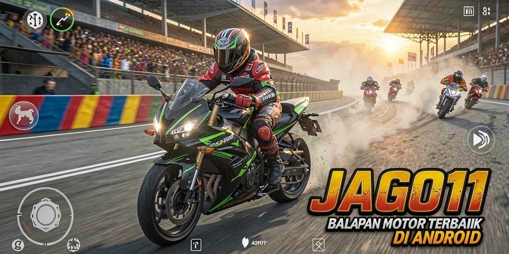 Tampilan intens dari balapan motor yang seru di JAGO11.