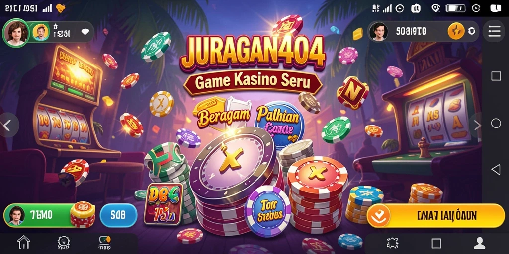 Tampilan gameplay <strong>JURAGAN404</strong> dengan grafis kasino yang mengesankan.