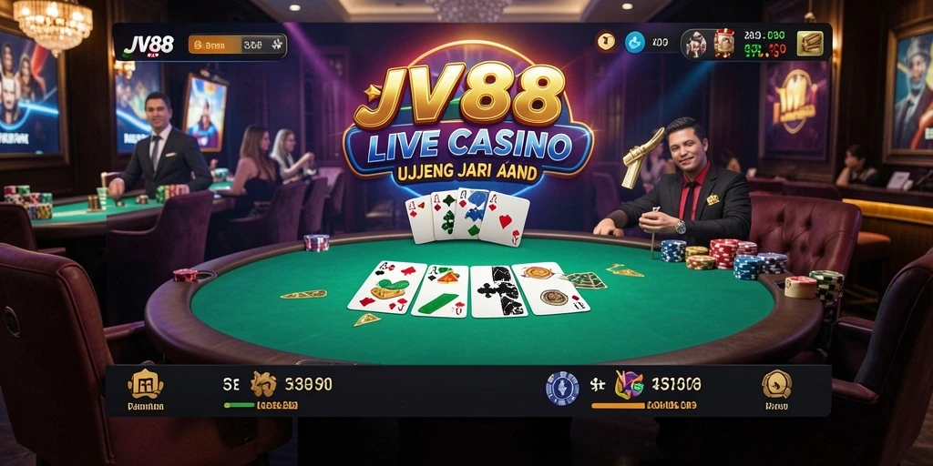 Screenshot gameplay JV88 dengan dealer langsung yang interaktif.