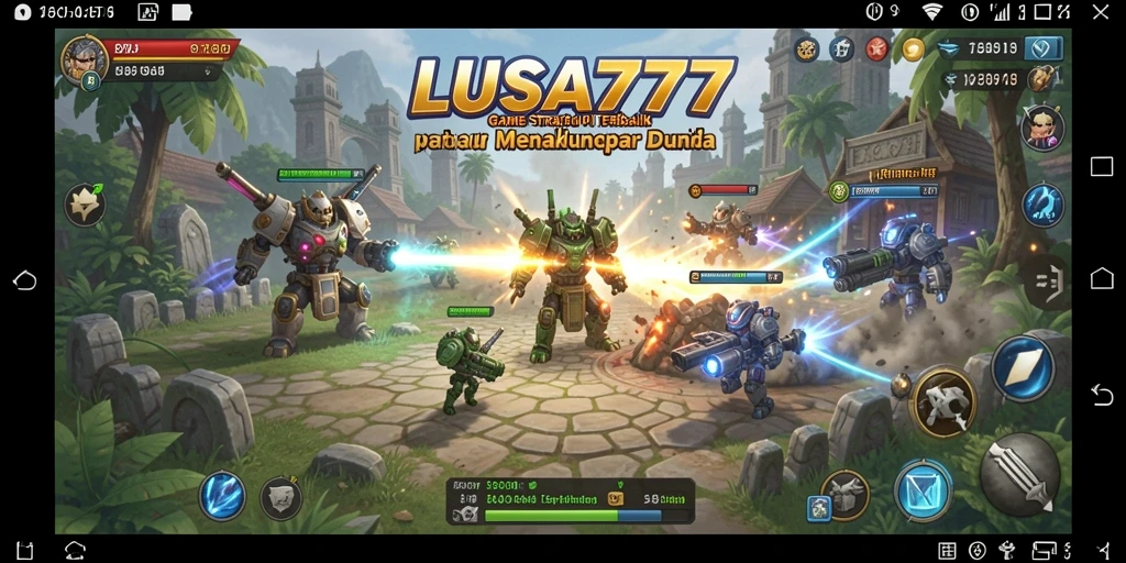 Screenshot LUSA777 menampilkan aksi pertempuran strategi yang intens.