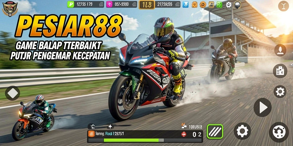 Gameplay seru balap motor di jalanan yang penuh tantangan.