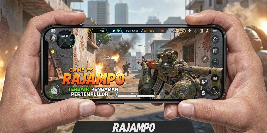 Tampilan gameplay seru di RAJAMPO dengan aksi FPS mendebarkan.