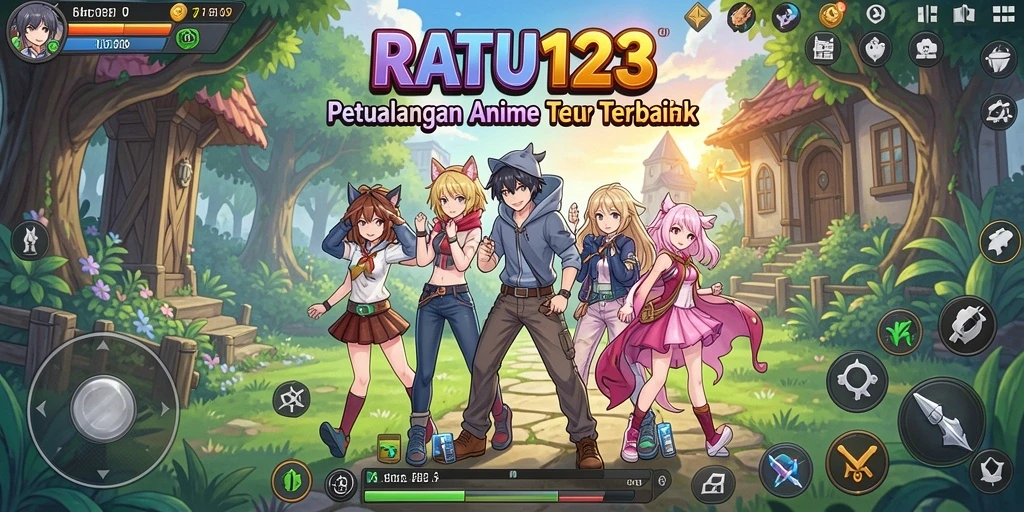 Tampilan gameplay dari RATU123 yang penuh aksi dan karakter menarik.
