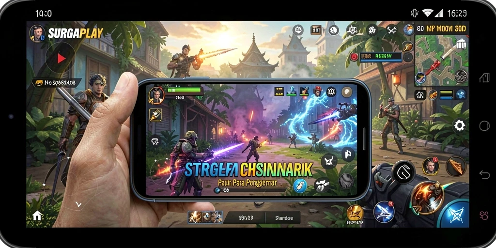 Tangkapan layar dari gameplay <strong>SURGAPLAY</strong> menampilkan pertarungan strategi yang seru.