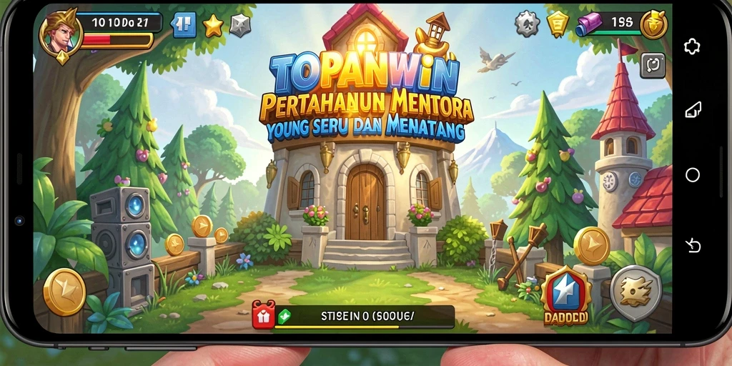 Tampilan gameplay seru dari <strong>TOPANWIN</strong> yang menampilkan strategi pertahanan menara.