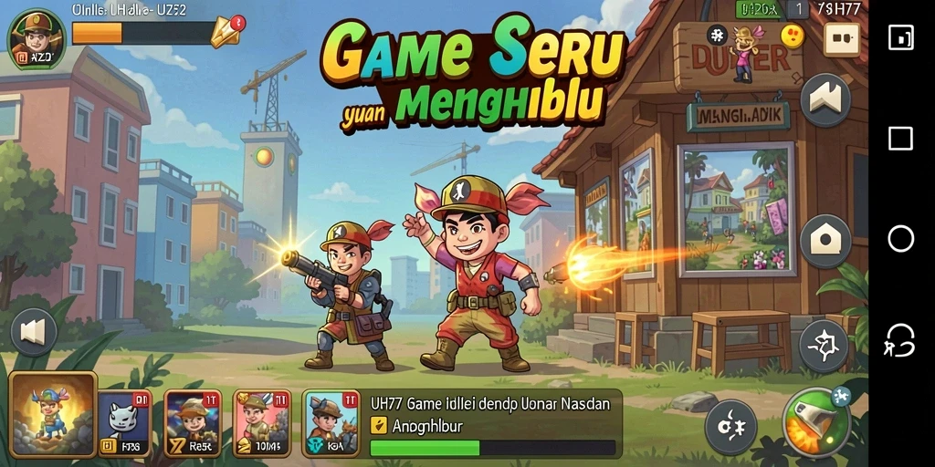 Screenshot UH77 menunjukkan gameplay Idle yang menarik dan interaktif.