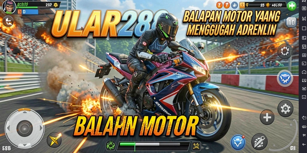 Screenshot ULAR288 menampilkan aksi balapan motor yang mendebarkan.